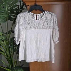 Anthropologie Cream Lace Blouse